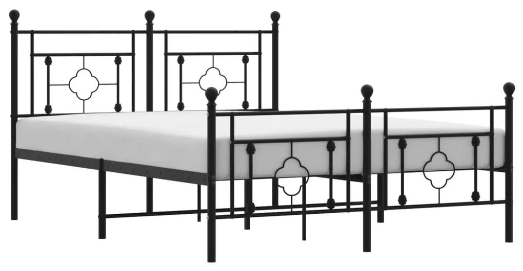 374356 vidaXL Cadru pat metalic cu tăblie de cap/picioare, negru, 135x190 cm