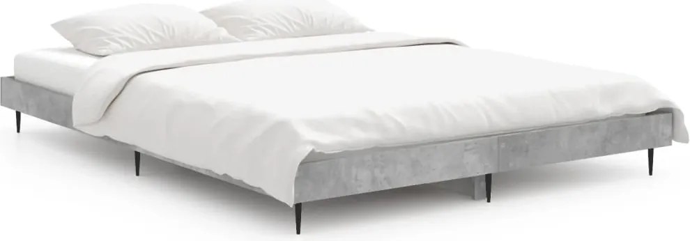 vidaXL Cadru de pat, gri beton, 140x190 cm, lemn prelucrat