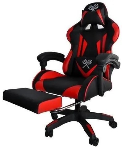 SCAUN DE GAMING, CU SUPORT DE PICIOARE, PIELE ECOLOGICA, ROSU-NEGRU, 63X63X116 124 CM, MALATEC
