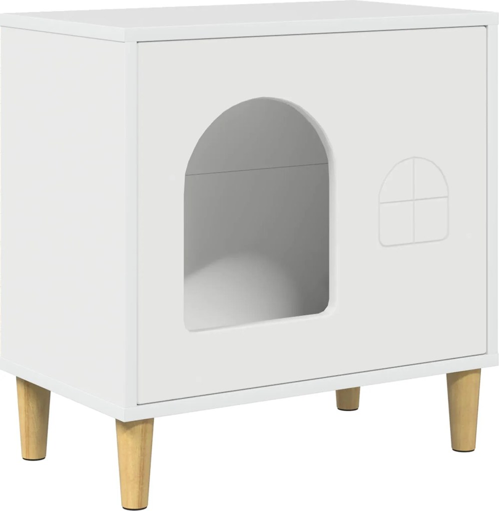 vidaXL Casa pentru pisici Alb Lucios 51 x 30 x 52 cm Lemn compozit