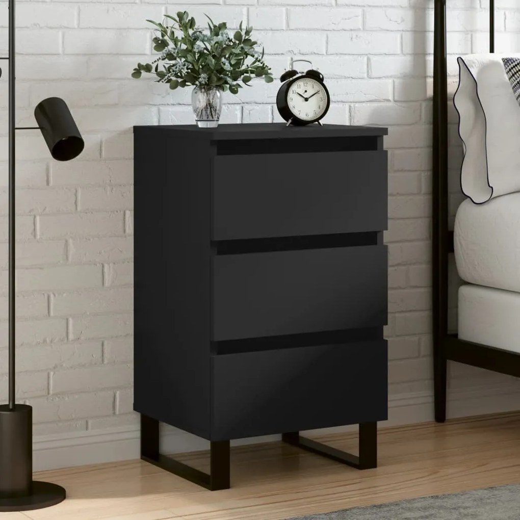 826942 vidaXL Noptieră, negru, 40x35x69 cm, lemn compozit