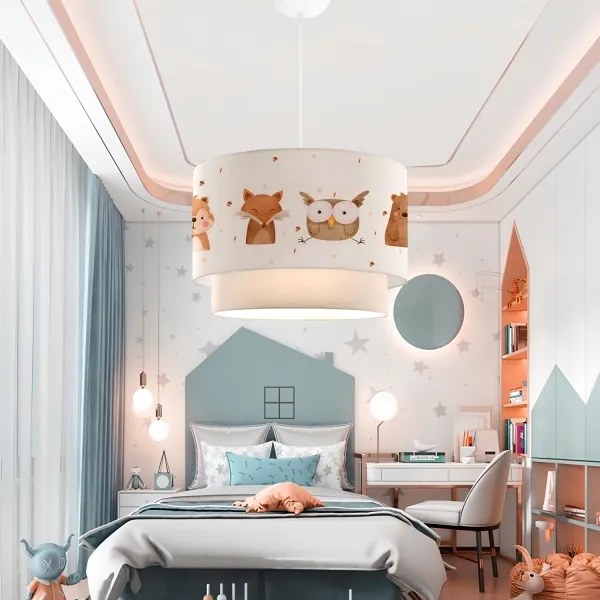 Lustră pentru copii CANDY 1xE27/40W/230V albă/maro