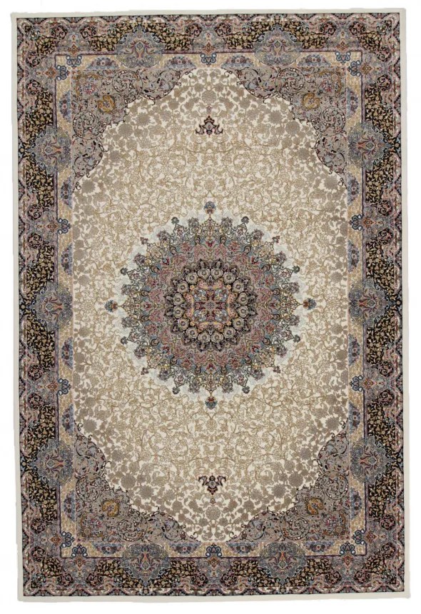 Covor Persan bej Kerman 140x200 covor mecanic elegant pentru living sau dormitor