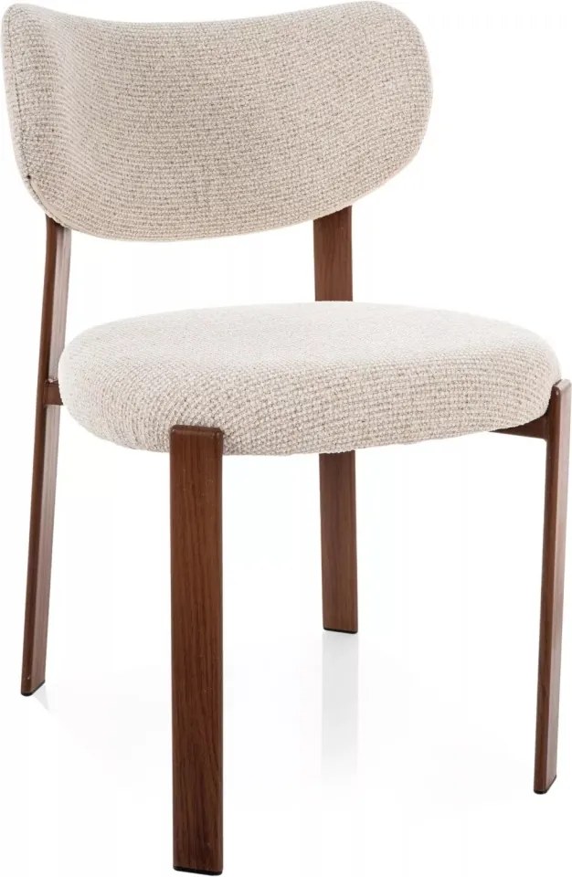 Scaun lemn tapitat Rin D bej deschis/nuc - H79 cm