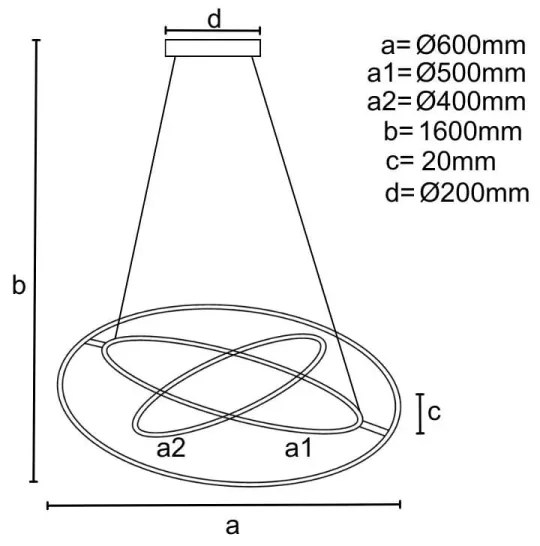 Lustră LED dimabilă pe cablu LED/105W/230V 3000-6500K + telecomandă