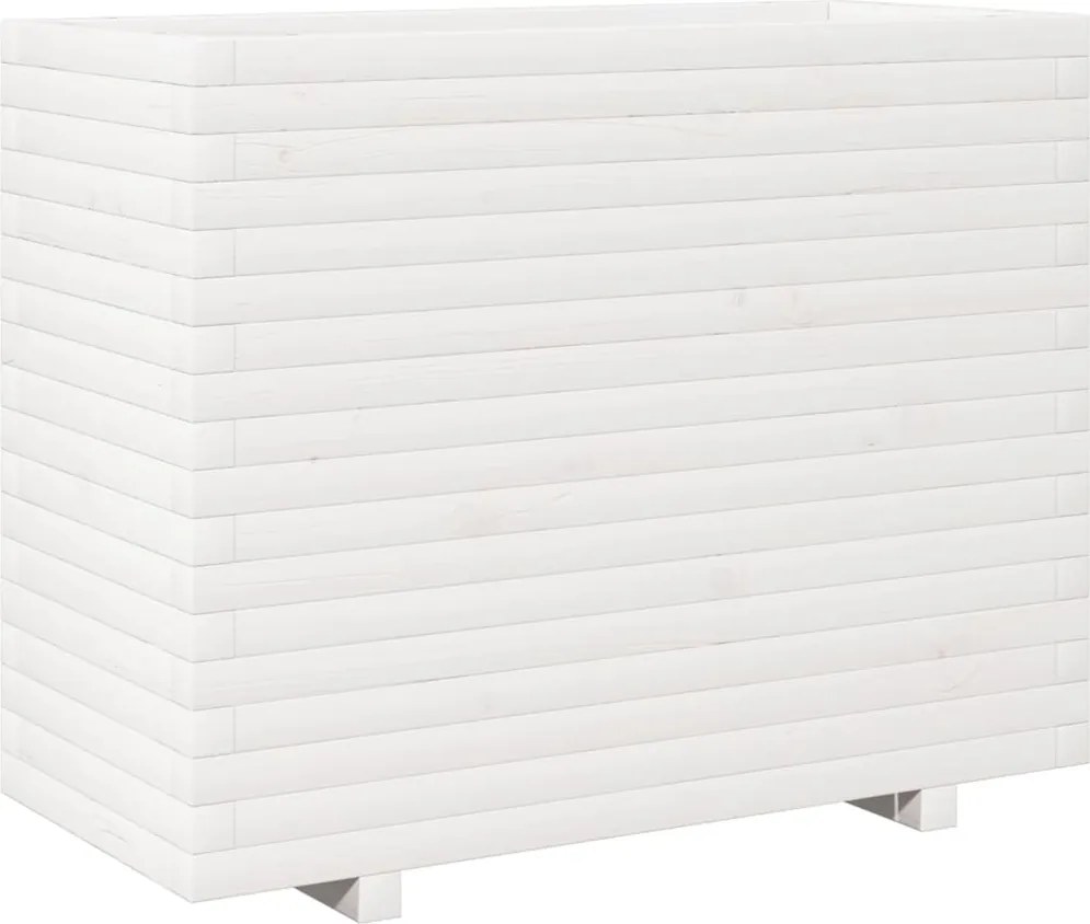 vidaXL Jardinieră de grădină, alb, 90x40x72,5 cm, lemn masiv de pin