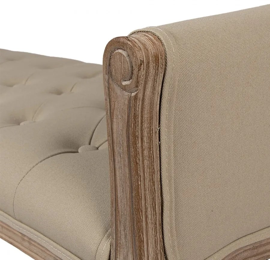 Bancheta shabby chic 2 locuri, bej, stofa, 113x44x60 cm