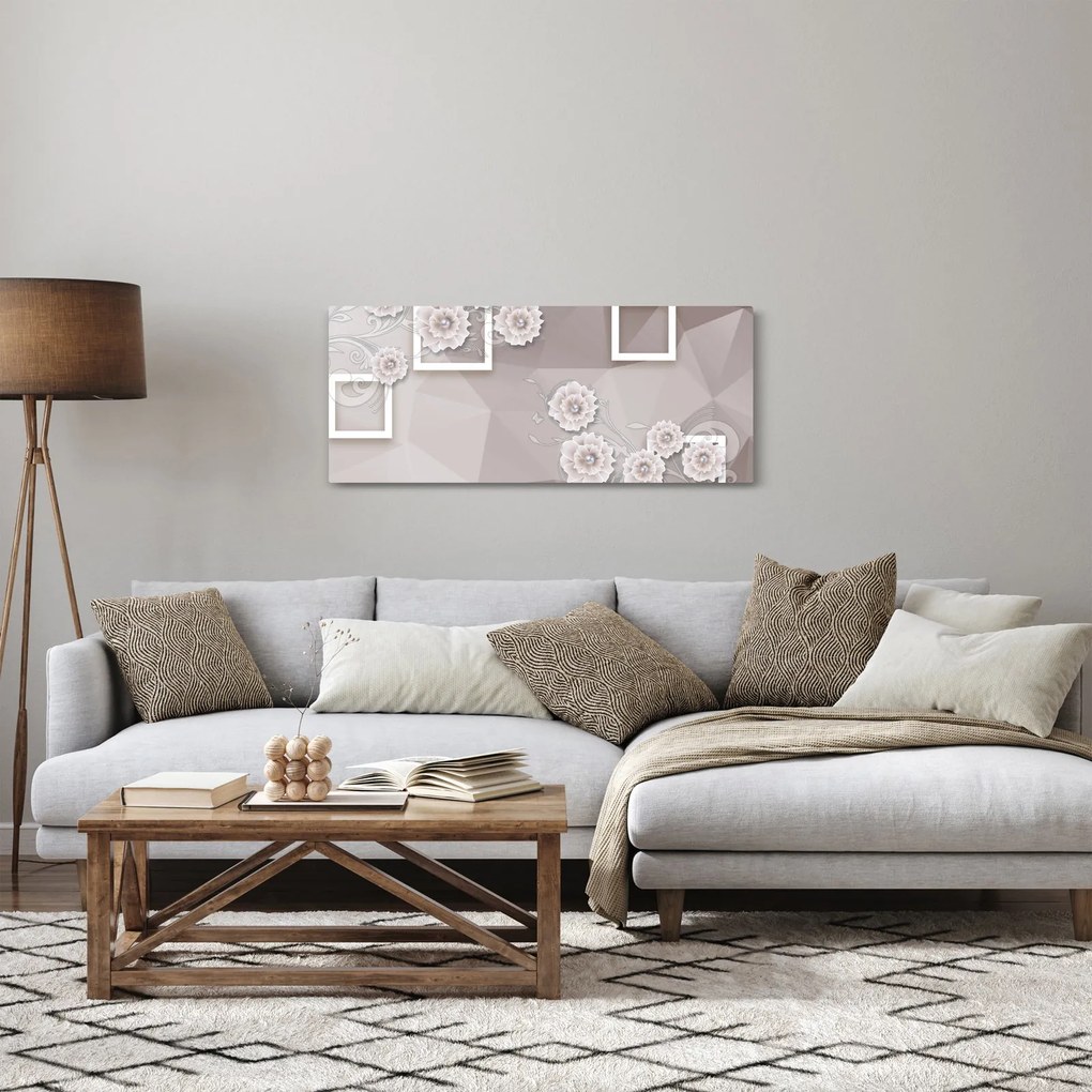 Tablou - Imagine flori bej (120x50 cm)