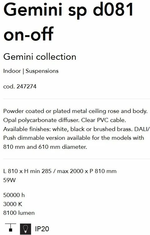 Lustra LED suspendata design circular GEMINI SP D081 BIANCO