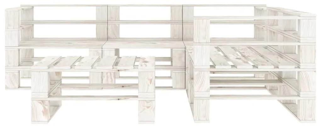 3052182 vidaXL Set mobilier de grădină din paleți, 6 piese, alb, lemn