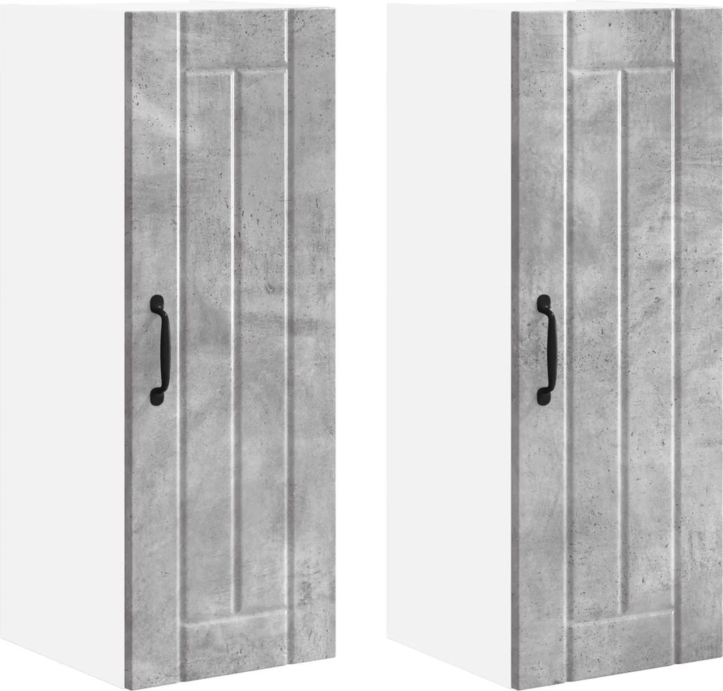 vidaXL Dulap de bucătărie 2 pcs Gri din beton 30 x 31 x 80 cm