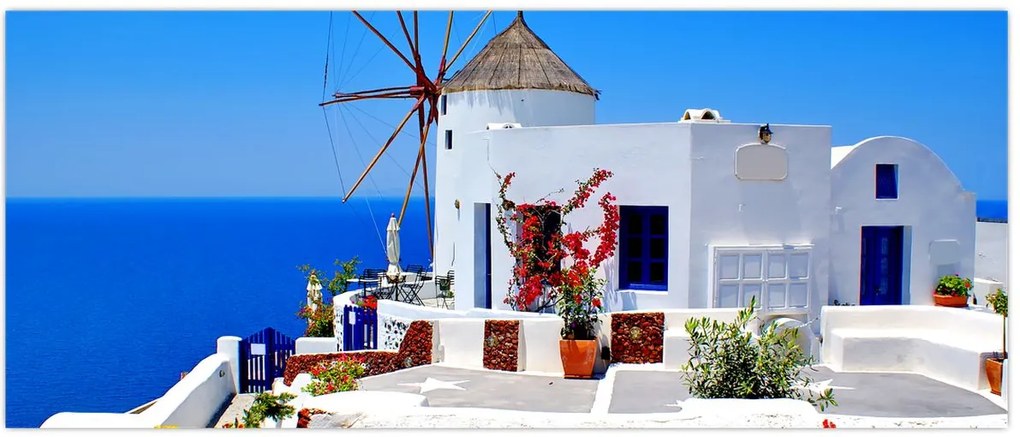 Tablou - Casă mică în Grecia (120x50 cm)