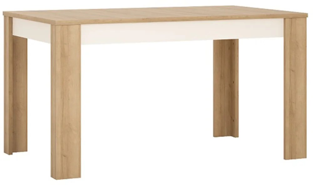 Masa dining LYOT03, extensibila, stejar riviera alb extra lucios HG, 140-180x85 cm, LEONARDO