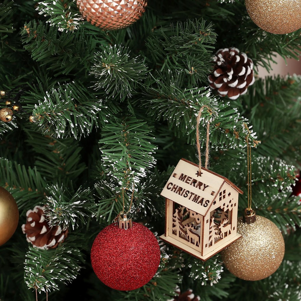 HOMCOM Brad de Crăciun Înzăpezit Înalt cu 395 Crengi, Brad Artificial de Crăciun cu Conuri și Bază, Ø54 x 150 cm, Verde | Aosom Romania