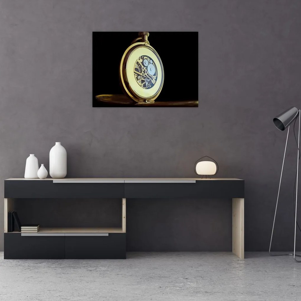Tablou cu ceas de buzunar de aur (70x50 cm)