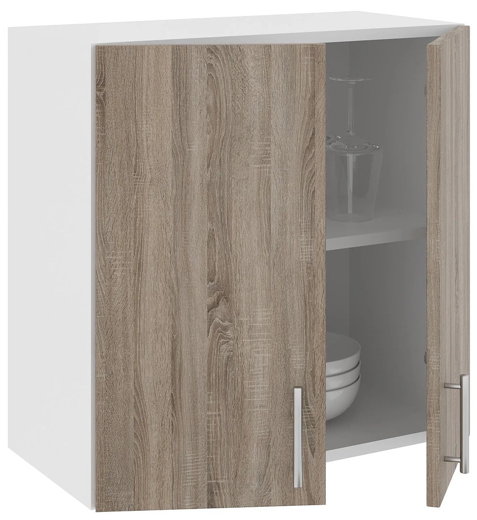 Corp Superior Karo, 2 Usi, Stejar Sonoma Inchis/Alb, 60 x 30 x 60 cm