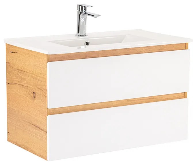 Dulap inferior Vario Forte 80 cu lavoar stejar-alb