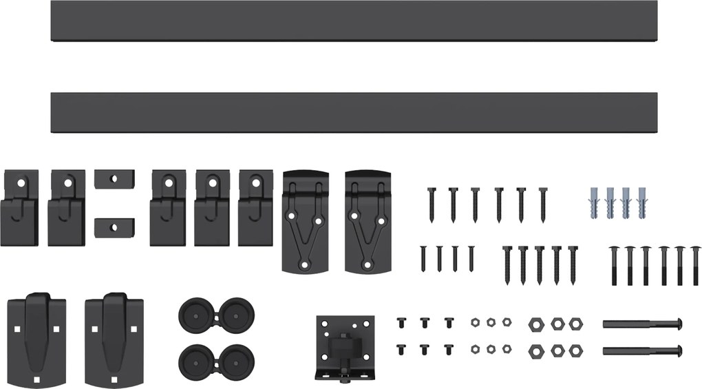 HOMCOM Set feronerie uși glisante pentru sarcină mare 244 cm Negru pentru uși simple | Aosom Romania