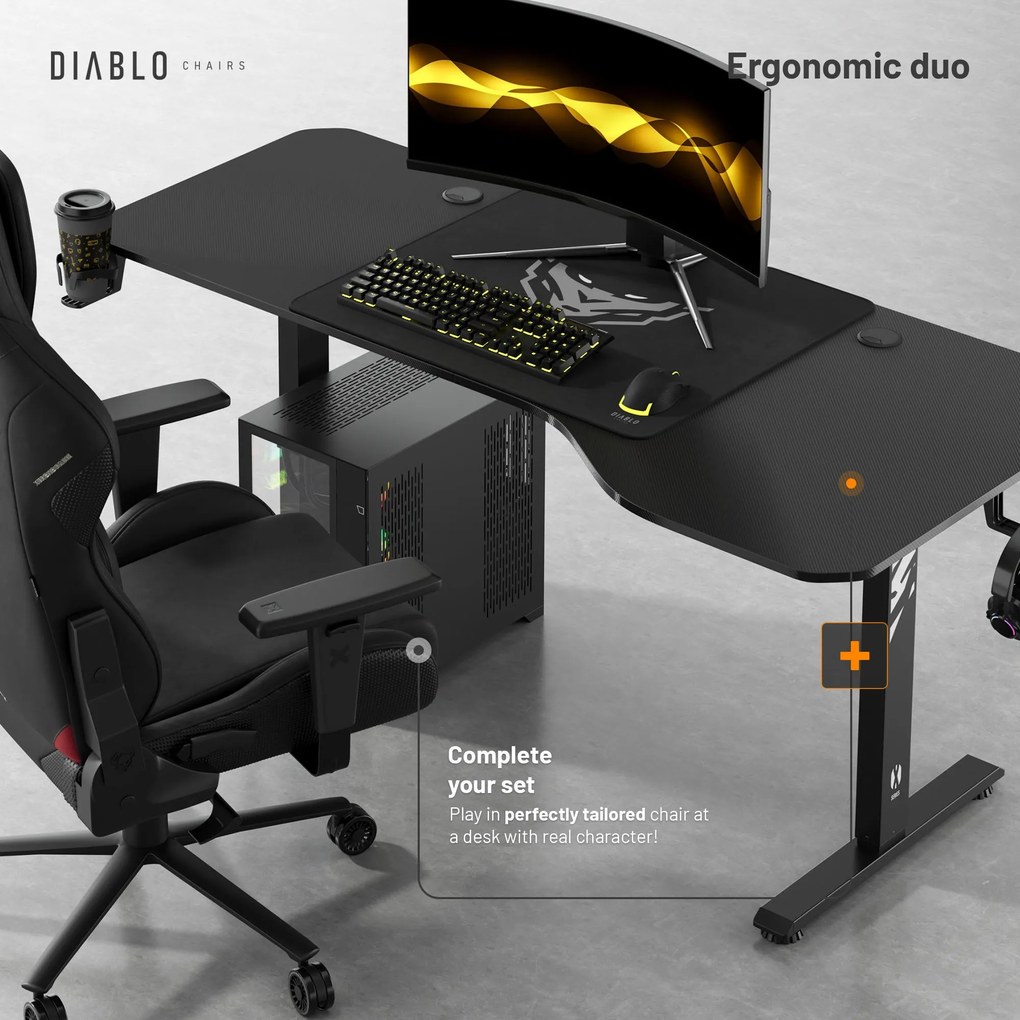 Birou Cu Înalțime Reglabilă Diablo X-Tensio 1600 Negru