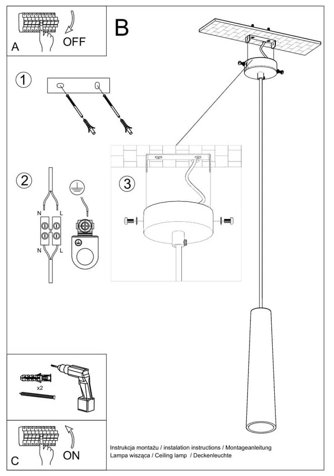 Lustră albă cu abajur din ceramică ø 8 cm Alverna – Nice Lamps