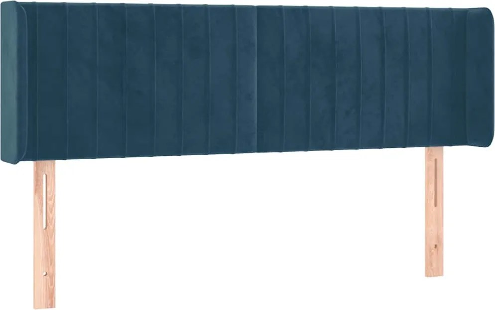vidaXL Tăblie pat cu aripioare albastru închis 147x16x78/88 cm catifea