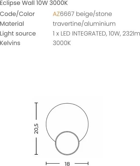 Aplica LED lumina ambientala ECLIPSE WALL 10W 3000K