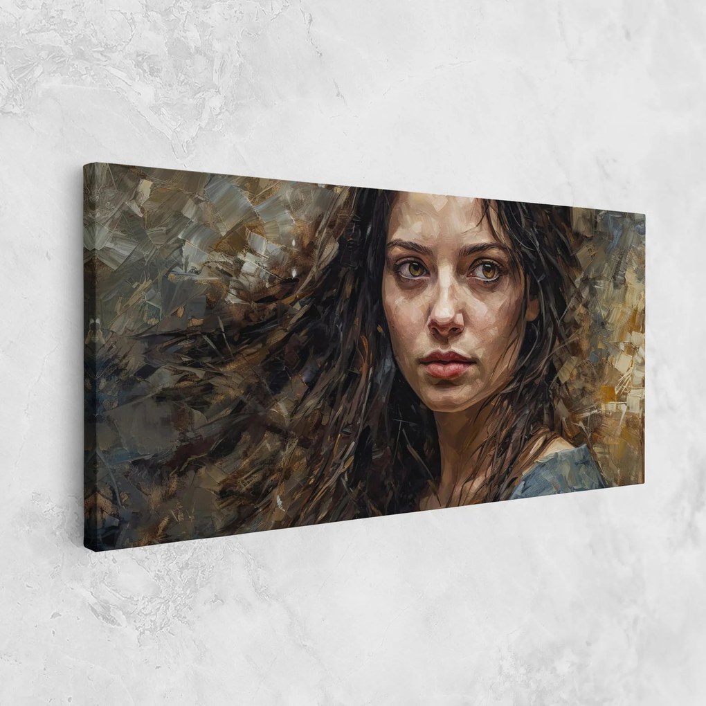 Tablou Canvas, 50x100cm, Dormitor si Living, Femei, Porterete, Darkhaired Woman Portrait