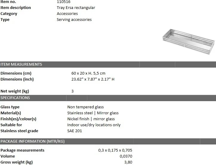 Tava design LUX Ersa nickel 110516 HZ
