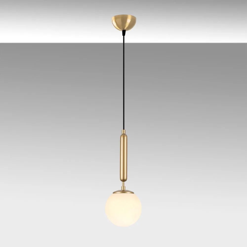 Lustră aurie cu abajur din sticlă ø 15 cm King – Opviq lights