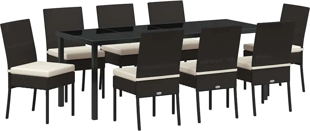 vidaXL Set de masă pentru grădină 9 pcs Crem Oțel vopsit electrostatic