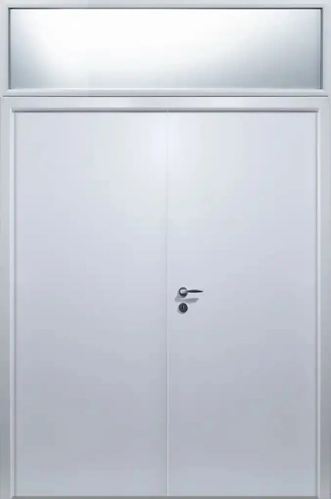 Usa de interior dubla plina cu supralumina   luminator - Colectia Basic Alb, Folie Decor