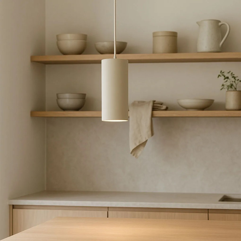 Lampă modernă pandantiv bej GU10 50mm rotundă - Tubo