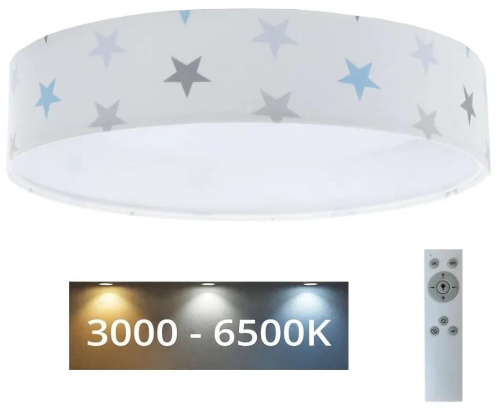 Plafonieră LED dimabilă GALAXY KIDS LED/24W/230V alb/gri/albastru stele + telecomandă