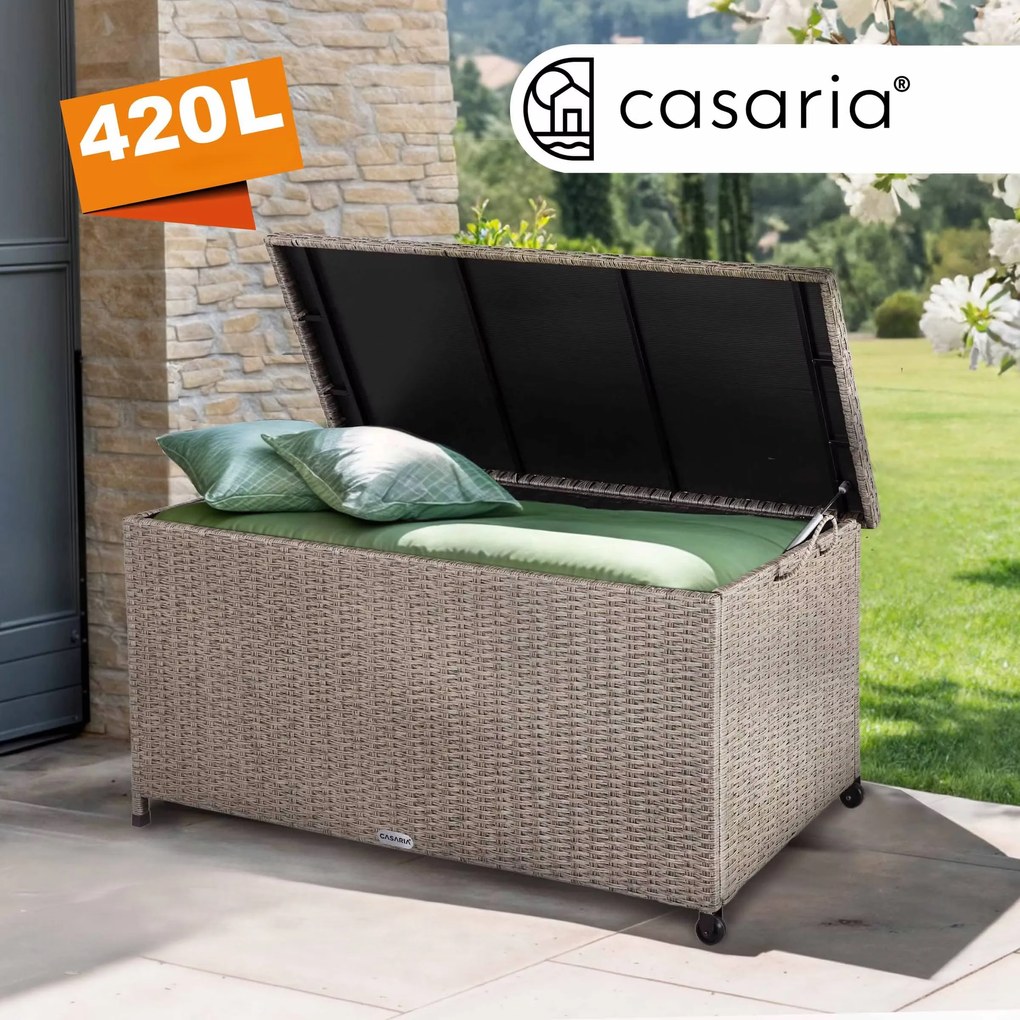 Deuba Cutie depozitare 122cm x 56cm x 61cm - crem cu roti