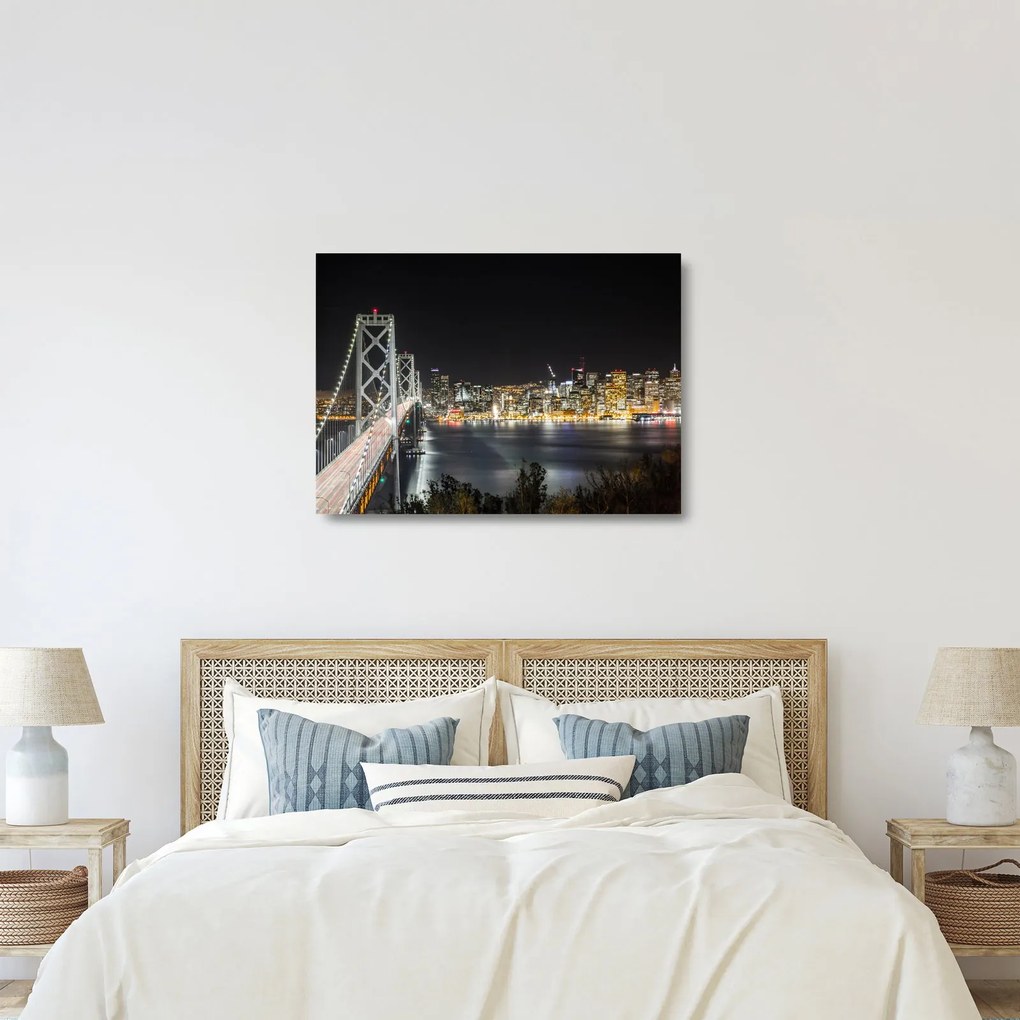 Tablou pe sticlă cu podul Brooklin și New York (70x50 cm)