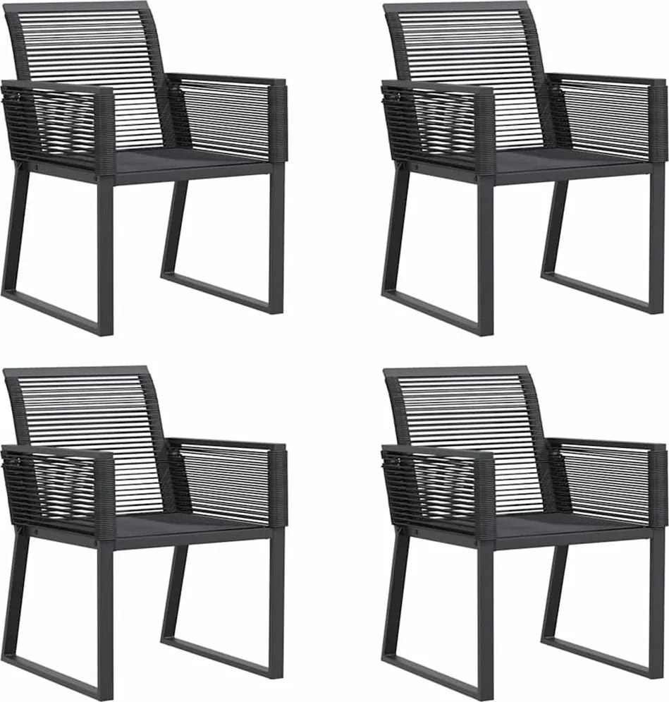 vidaXL Scaune de grădină, 4 buc., negru, poliratan