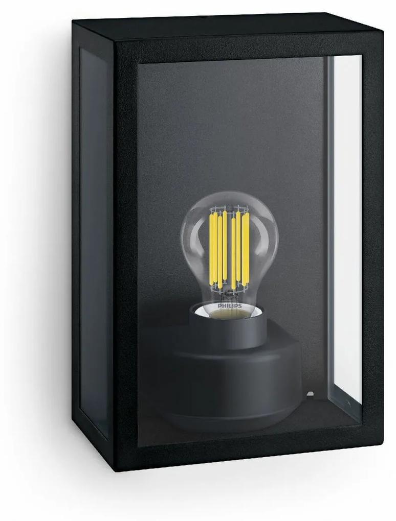 Philips Alzor lampă de perete pentru exterior E27max. 25 W fără sursă pătrată, negru