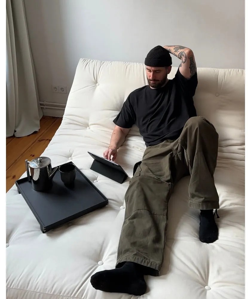 Canapea crem extensibilă 140 cm Roots Black Night – Karup Design