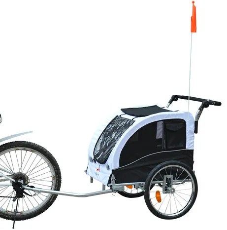 PawHut Cărucior tip Remorcă pentru Câini pentru Bicicletă, Alb și Negru | Aosom Romania