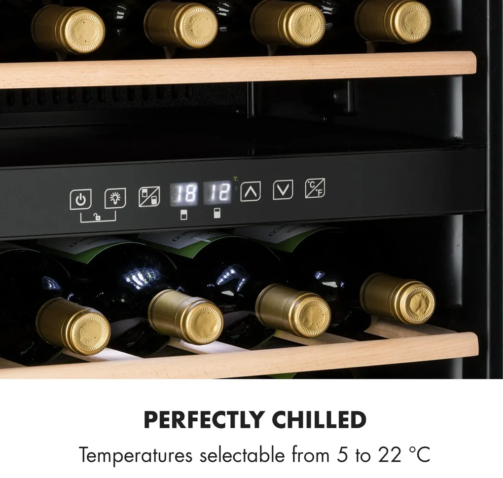 Vinamour 29D, răcitor de vinuri, 2 zone, 80 l, 29 sticle, 5 - 22 °C, control tactil