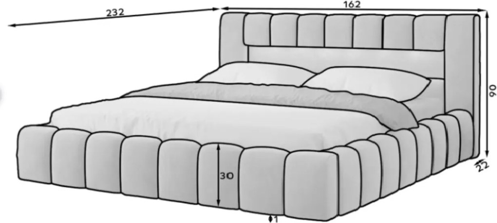 Pat tapitat cu somiera si lada depozitare, 140x200 cm, ELTAP, Lamica, lemn/poliester, roz