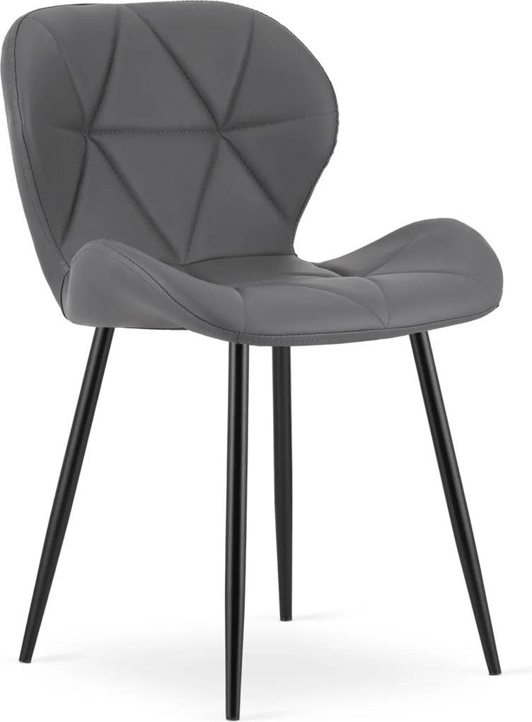OFERTA Scaun de dining MANGO din piele ecologica cu picioare negre, gri clasa a II-a