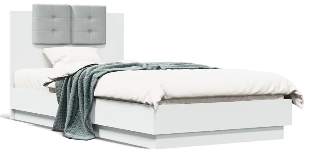3209968 vidaXL Cadru de pat cu tăblie, alb, 90x190 cm, lemn prelucrat