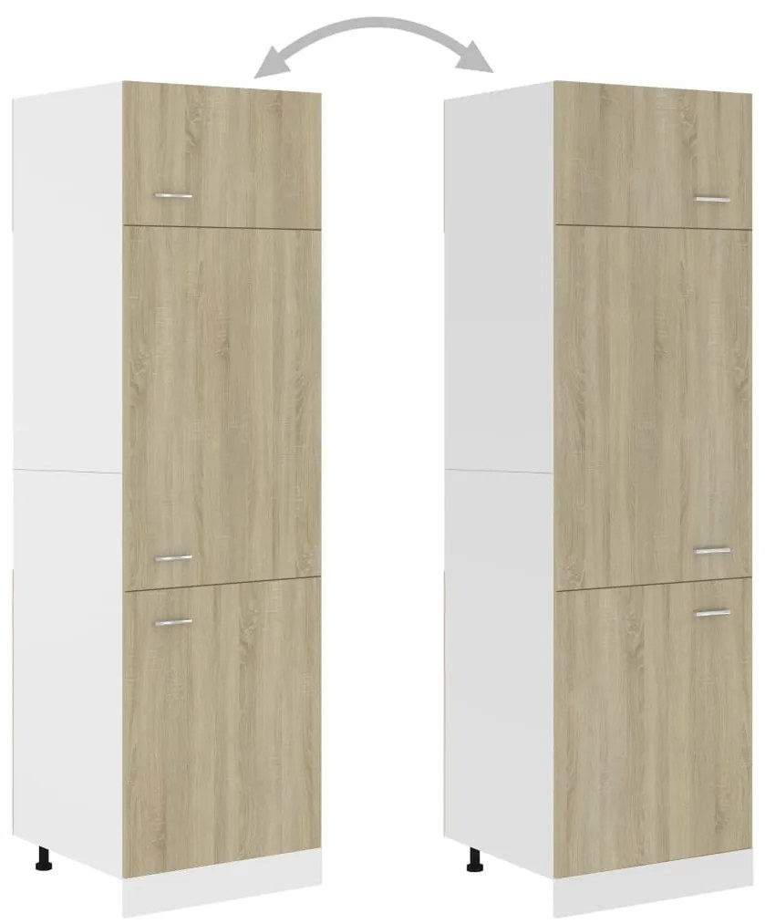 Dulap pentru frigider, stejar Sonoma, 60 x 57 x 207 cm, PAL Stejar sonoma, Dulap pentru frigider 60 cm, 1