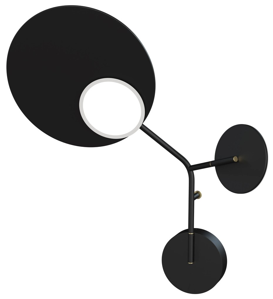 Lampă de perete Ballon 3 left, mai multe variante - TUNTO Model: cadre și parte fixă ​​​​negre, panou de lemn negru