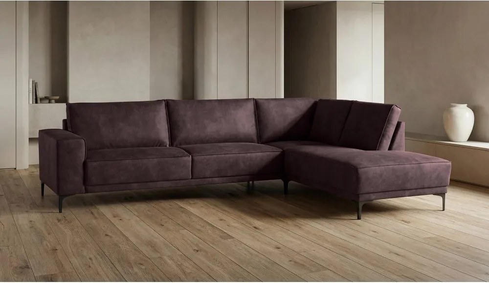 Colțar maro cu tapițerie din imitație de piele (colț pe partea dreaptă) Copenhagen – Scandic