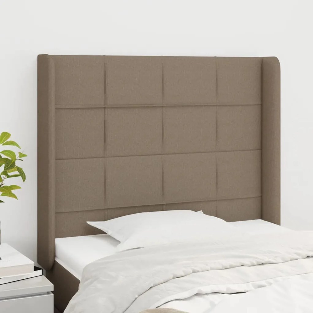 vidaXL Tăblie de pat cu aripioare gri taupe 83x16x118/128 cm textil