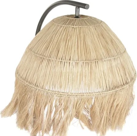 Lampă de podea, stil industrial artizanal, culoare natur, din lemn de tec și fier, „Teak”