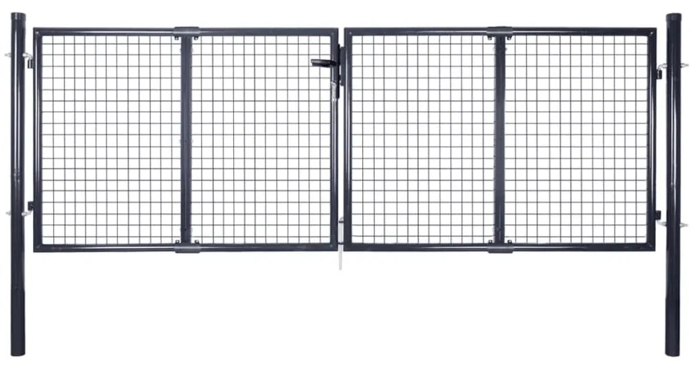 vidaXL Poartă din plasă de grădină, gri, 289x100 cm, oțel galvanizat