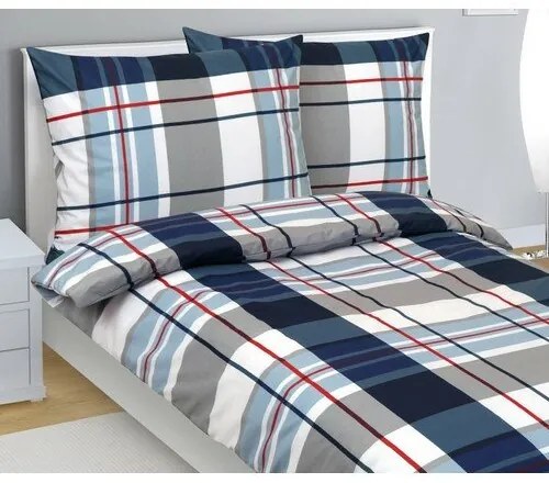 Bellatex Lenjerie de pat din bumbac Kostkaalbastru, gri, 140 x 200 cm, 70 x 90 cm
